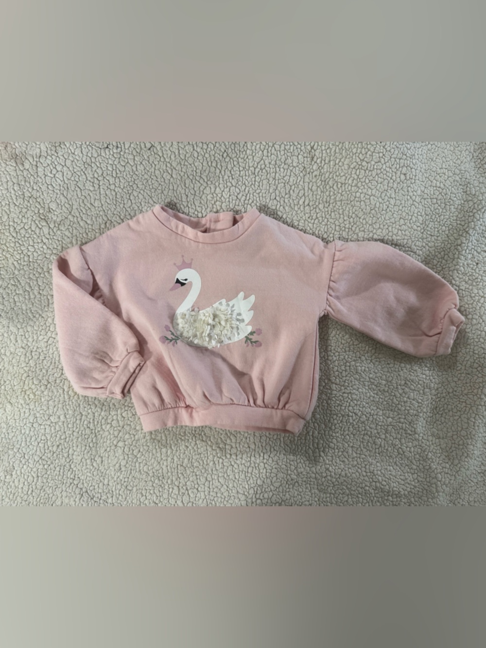 Nicole Miller Pink Swan Pullover Sweatshirt